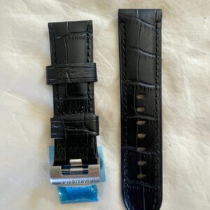 Panerai Black Alligator Leather Strap 24/22 with brushed Deployment Buckle